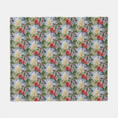 Winter Flowers & Holly Fleece Deken (Voorkant (Horizontaal))