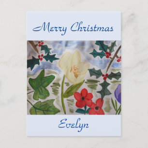 Winter Flowers & Holly kerstBriefkaart Briefkaart