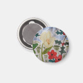 Winter Flowers & Holly Magnet Magneet (Voorkant / Achterkant)
