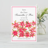 Winter Flowers Poinsettia Wedding Save the Date (Staand voorkant)