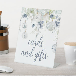 Winter Flowers Shower Cards en Gifts Reclamebord Met Voetstuk