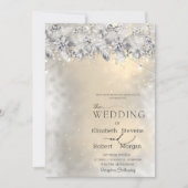 Winter Flowers String Lights Wedding  Invitation (Devant)