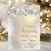 Winter Flowers String Lights Wedding  Invitation