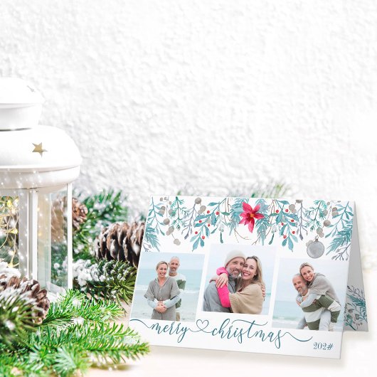 Winter Foliage 3 Photo Élégant Script Carte de vac