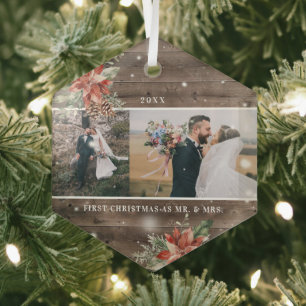 Winter Foliage   Eerste kerstversiering met huweli Glas Ornament