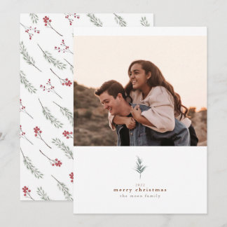 Winter Foliage minimalistische kerstfotokaart Feestdagenkaart