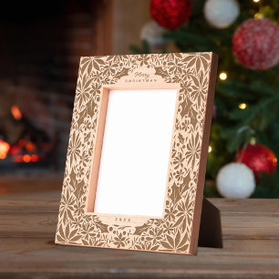 Winter Foliage Poinsettia en Holly Christmas Gegraveerde Lijstjes