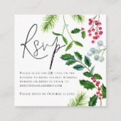 Winter Foliage QR Code Weddenschap RSVP Enclosure Informatiekaartje (Voorkant)
