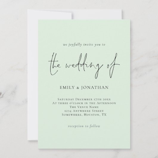 Winter Foliage Script kerstbruiloft Kaart (Achterkant)