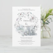 Winter Foliage Waterverf Berries Virtual Wedding Kaart (Staand voorkant)