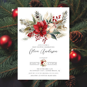 Winter Foral Baby shower Kaart