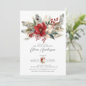 Winter Foral Baby shower Kaart (Staand voorkant)