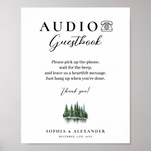 Winter Forest Audio Wedding Guestbook Poster (Devant)