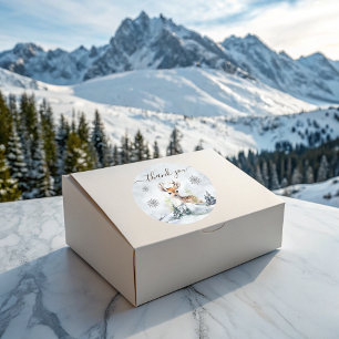 Winter Forest Baby Deer Baby shower Bedankt Ronde Sticker