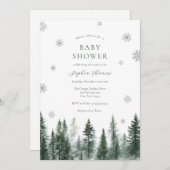 Winter Forest Baby Shower Invitation (Devant / Derrière)