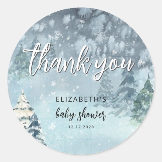 Winter Forest Baby shower Sticker (Voorkant)