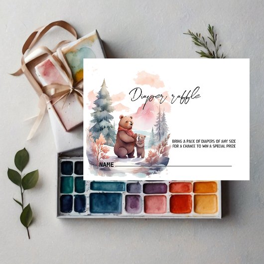 Winter Forest Beren Luier Raffle Informatiekaartje