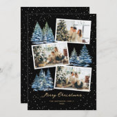 Winter Forest Black Photo Joyeuse carte de Noël (Devant / Derrière)