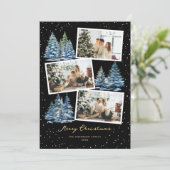 Winter Forest Black Photo Joyeuse carte de Noël (Debout devant)