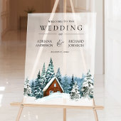 Winter Forest Cabin Lodge Wedding Welcome