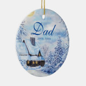 Winter Forest Cabin Memory Pap Foto Kerstmis Keramisch Ornament (Rechts)