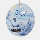 Winter Forest Cabin Memory Pap Foto Kerstmis Keramisch Ornament (Links)