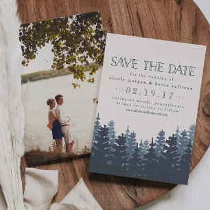 Winter Forest Dubbelzijdige foto bruiloft Save The Date