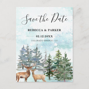 Winter Forest en deers Save the Date briefkaart