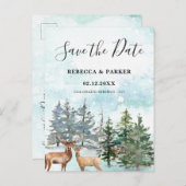 Winter Forest en deers Save the Date briefkaart (Voorkant / Achterkant)