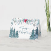 Winter Forest Foliage Elegant Script Feestdagen Kaart (Voorkant)