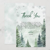 Winter Forest Gender Neutral Baby Shower Bedankkaart (Voorkant / Achterkant)