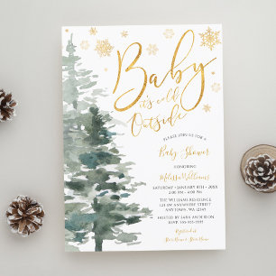 Winter Forest Gold Het is koud buiten Baby shower Kaart