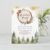 Winter Forest Holiday Kerstfeest Uitnodiging (Staand voorkant)