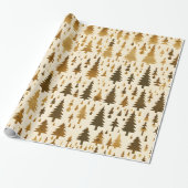 Winter Forest in Gold Wrapping Paper Cadeaupapier (Uitgerold)