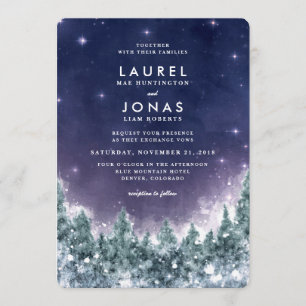 Winter Forest in the Stars Wedding Invitting Kaart