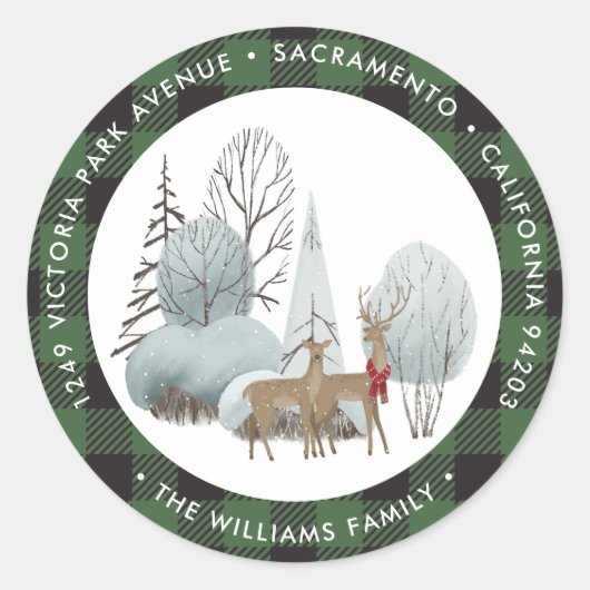 Winter Forest Kerstmis retour adres labels (Voorkant)