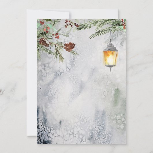 Winter Forest Lantern Bridal Shower Kaart (Achterkant)