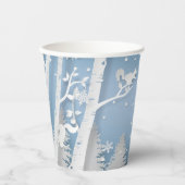 Winter Forest met Squirrels Papercut Coffee Mok Papieren Bekers (Voorkant)