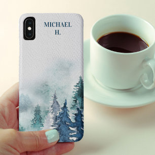 Winter Forest Moody Waterverf gepersonaliseerd iPhone XS Max Hoesje