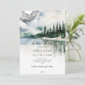 Winter Forest Mountain bruids douche uitnodiging (Staand voorkant)