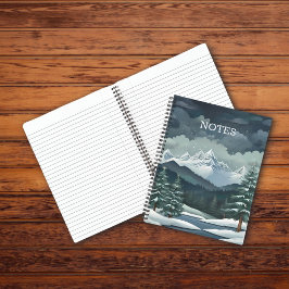 Winter Forest Mountain Scene Personaliseerbaar Notitieboek