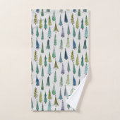 Winter Forest Pine Pattern Monogrammed Decor Bad Handdoek (Handdoek)