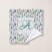 Winter Forest Pine Pattern Monogrammed Decor Bad Handdoek (Wasdoekje)