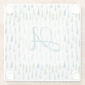 Winter Forest Pine Pattern Monogrammed Decor Glazen Onderzetter (Achterkant)