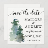 Winter Forest Pine Tree Save the Date (Voorkant / Achterkant)