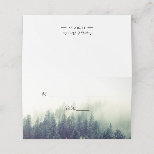 Winter Forest Pine Trees Elegant Chic Wedding (Buitenkant ongevouwen)