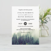 Winter Forest Pine Trees Elegant Chic Wedding Kaart (Staand voorkant)