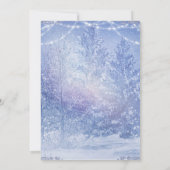 Winter Forest Pine Trees Snowflakes Verloving Kaart (Achterkant)