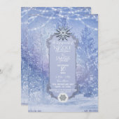 Winter Forest Pine Trees Snowflakes Verloving Kaart (Voorkant / Achterkant)