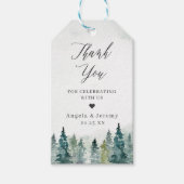 Winter Forest Pine Trees Wedding Favor Dank je Cadeaulabel (Voorkant)